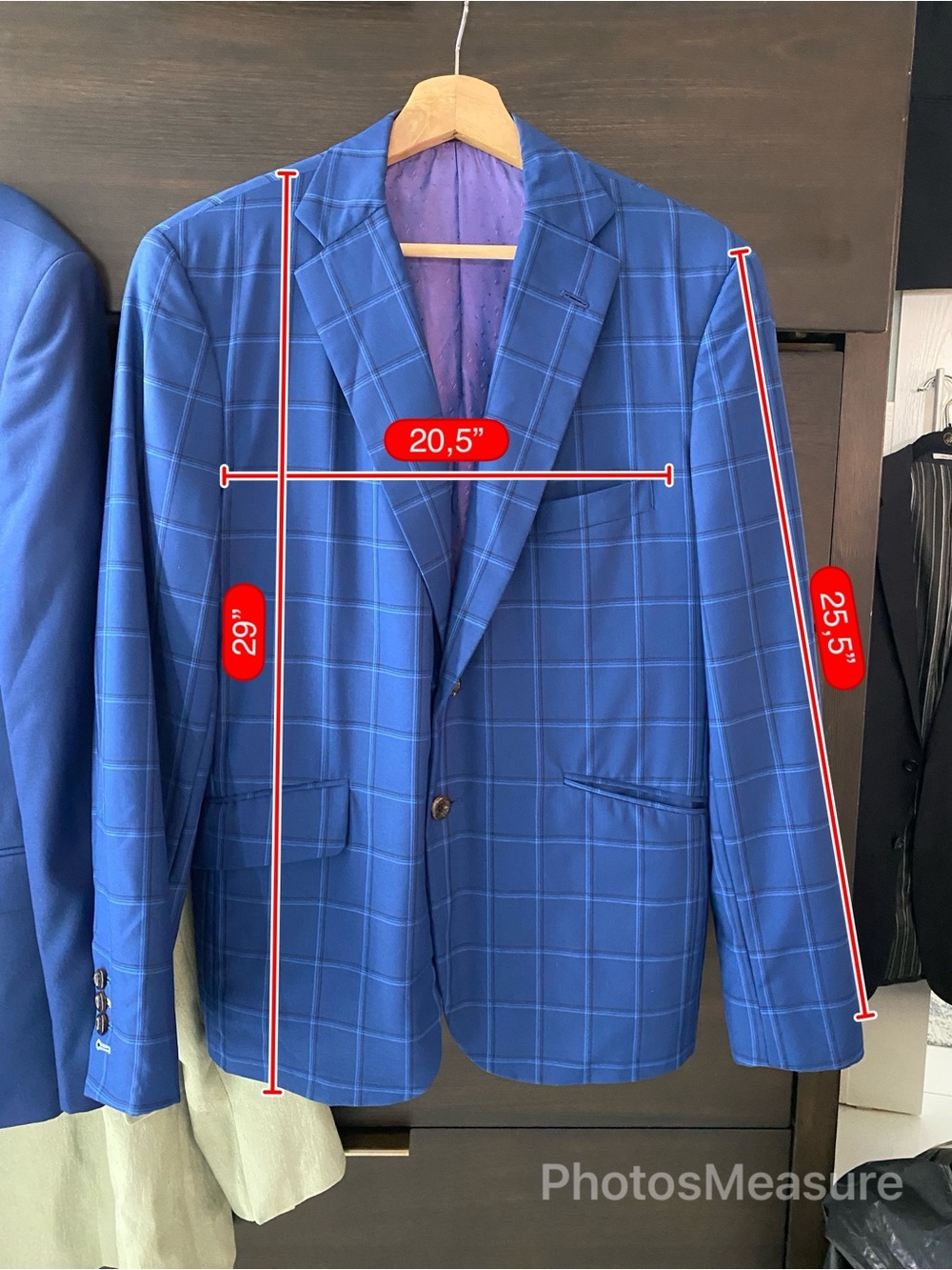 Men's Blue Windowpane Sport Coat - Tailored Two-Button Blazer - Picture 2 of 6